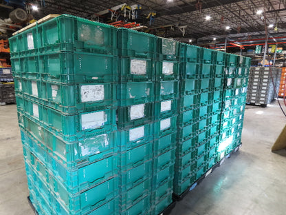 Lewis SO4815-7 Stackable GREEN Plastic Tote Container Bin 48x15x7" Lot of 30