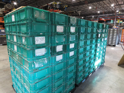 Lewis SO4815-7 Stackable GREEN Plastic Tote Container Bin 48x15x7" Lot of 30