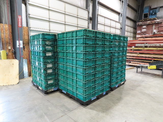 Lewis SO4815-7 Stackable GREEN Plastic Tote Container Bin 48x15x7" Lot of 30