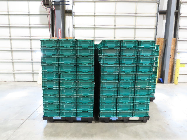 Lewis SO4815-7 Stackable GREEN Plastic Tote Container Bin 48x15x7" Lot of 30