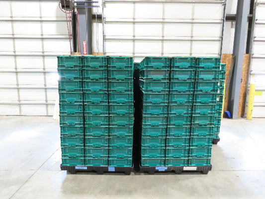 Lewis SO4815-7 Stackable GREEN Plastic Tote Container Bin 48x15x7" Lot of 30
