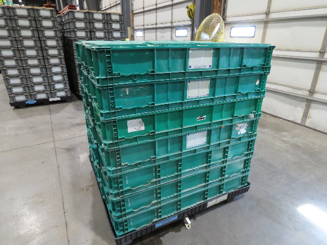 Orbis SO4815-7 Stackable GREEN Plastic Tote Container Bin 48x15x7" Lot of 20