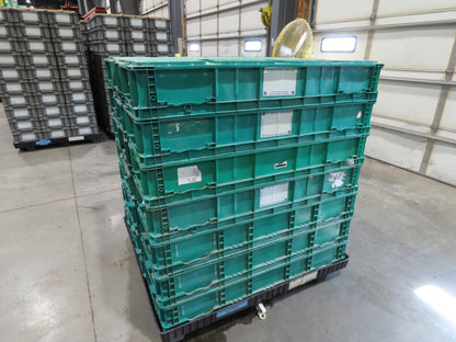 Orbis SO4815-7 Stackable GREEN Plastic Tote Container Bin 48x15x7" Lot of 20