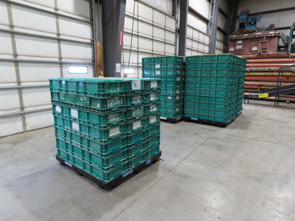 Orbis SO4815-7 Stackable GREEN Plastic Tote Container Bin 48x15x7" Lot of 20