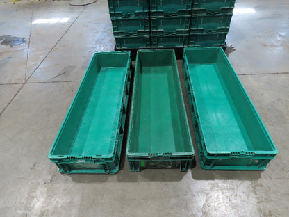 Orbis SO4815-7 Stackable GREEN Plastic Tote Container Bin 48x15x7" Lot of 20
