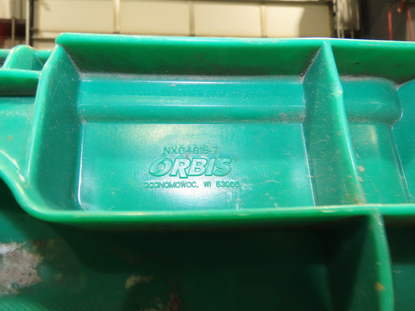 Orbis SO4815-7 Stackable GREEN Plastic Tote Container Bin 48x15x7" Lot of 20