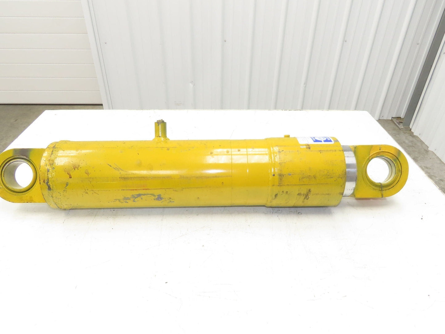 Welded Hydraulic Cylinder 5" Bore 16.65" Stroke Swivel Eye Mount Yellow