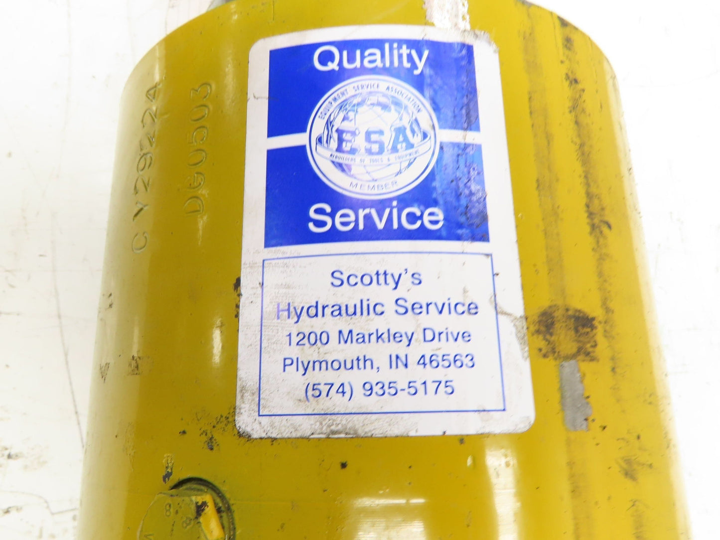 Welded Hydraulic Cylinder 5" Bore 16.65" Stroke Swivel Eye Mount Yellow