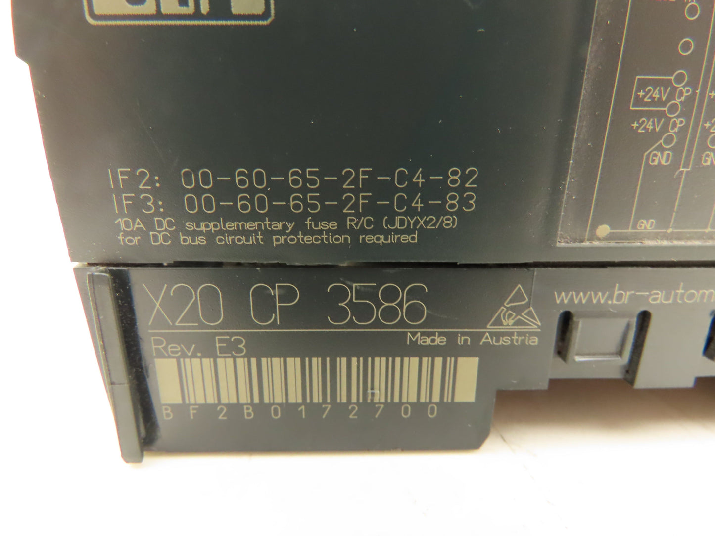 B&R Automation X20 CP 3586 CPU Controller Module Rev E3 Compact Flash Card