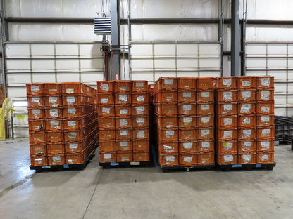 Orbis NSO2415-11 Stackable ORANGE Plastic Tote Container Bin 24x15x11" Lot of 42