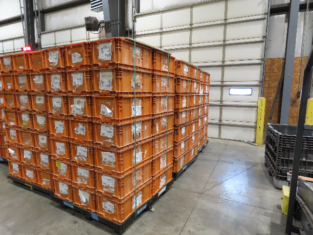 Orbis NSO2415-11 Stackable ORANGE Plastic Tote Container Bin 24x15x11" Lot of 42