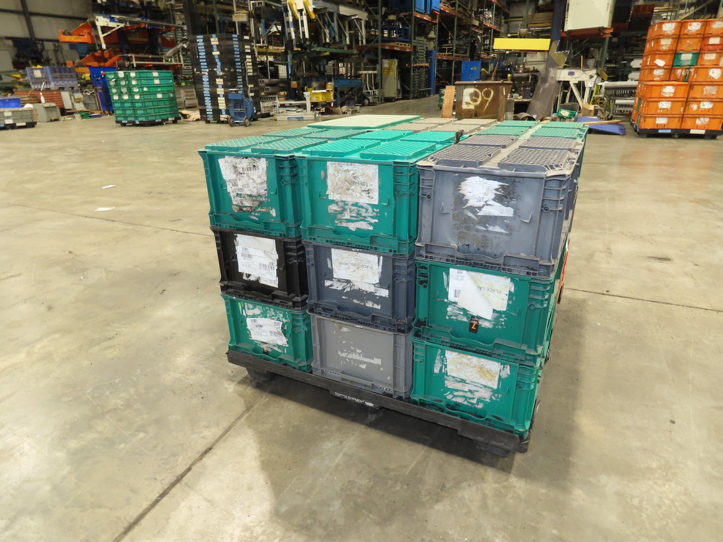 Orbis NSO2415-11 Stackable Plastic Tote Container Bin 24x15x11" Mixed Lot of 18