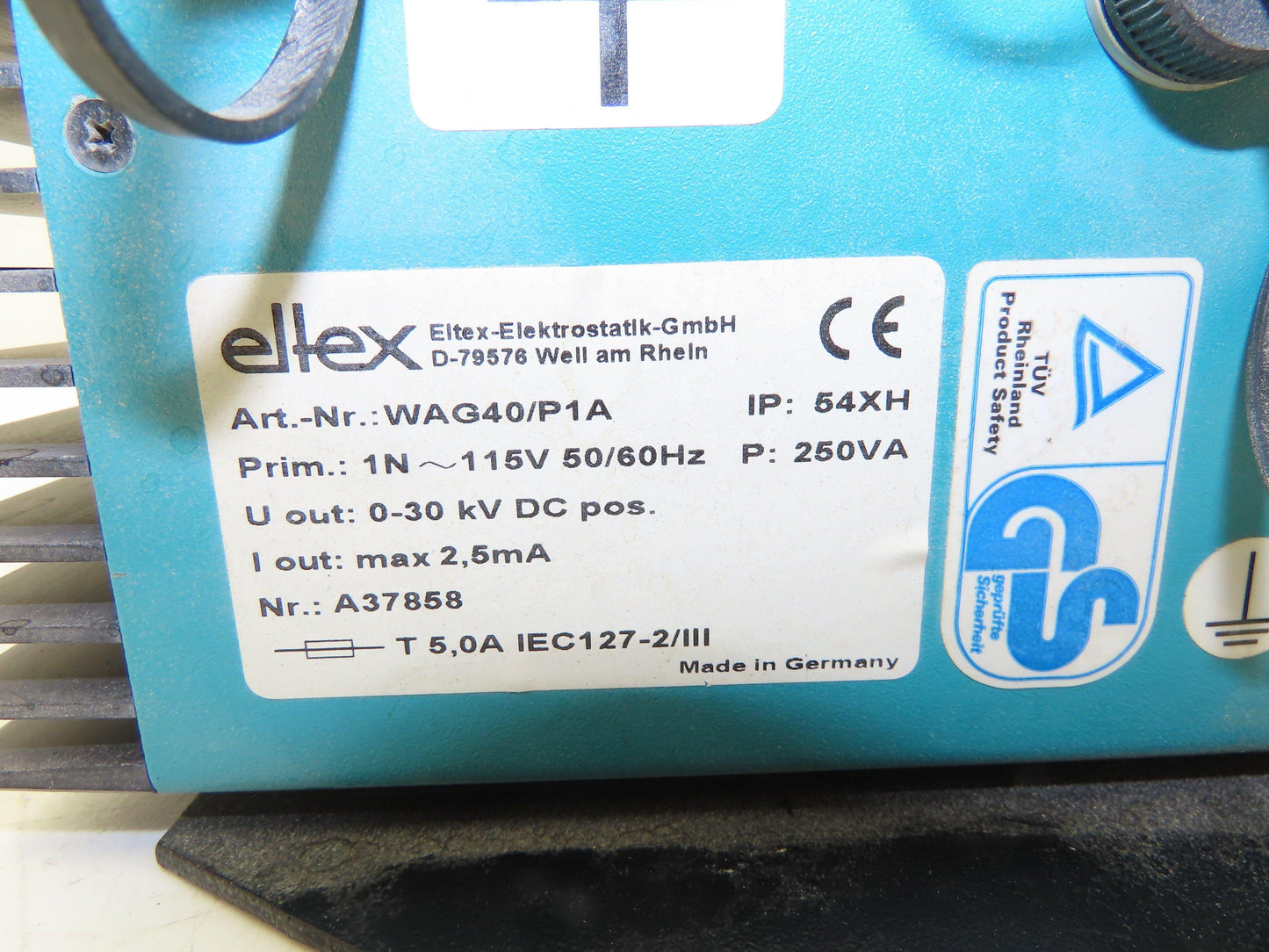 Eltex WAG40/P1A High Voltage Generator Power Supply 115V In 0-30kVDC 2.5mA Out