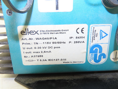 Eltex WAG40/P1A High Voltage Generator Power Supply 115V In 0-30kVDC 2.5mA Out