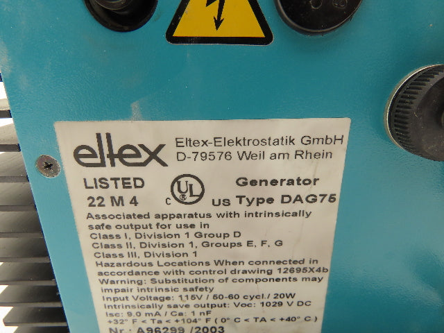 Eltex DAG75 High Voltage Generator Power Supply 115V Input DC Output