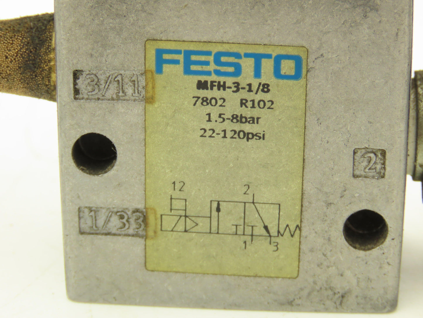 Festo MFH-3-1/8 Pneumatic Solenoid Valve 3/2-way 24VDC G1/8"  Lot of 4