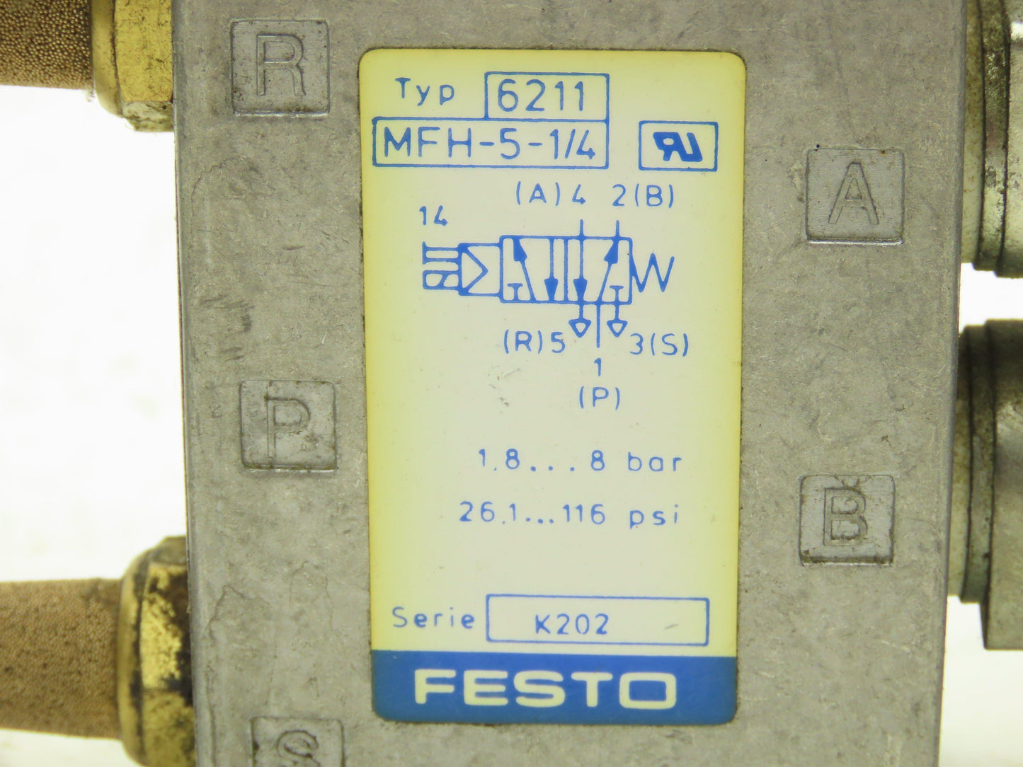 Festo MFH-5-1/4 Solenoid Valve 24vdc 5/2 G1/4" Flow Control Fittings  Lot of 4