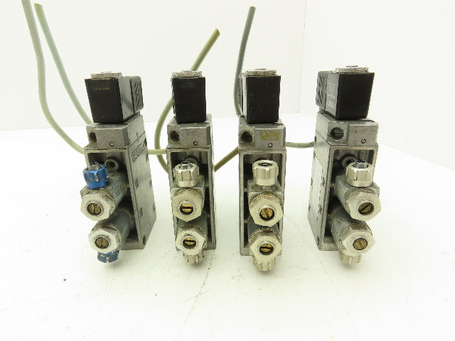 Festo MFH-5-1/4 Solenoid Valve 24vdc 5/2 G1/4" Flow Control Fittings  Lot of 4