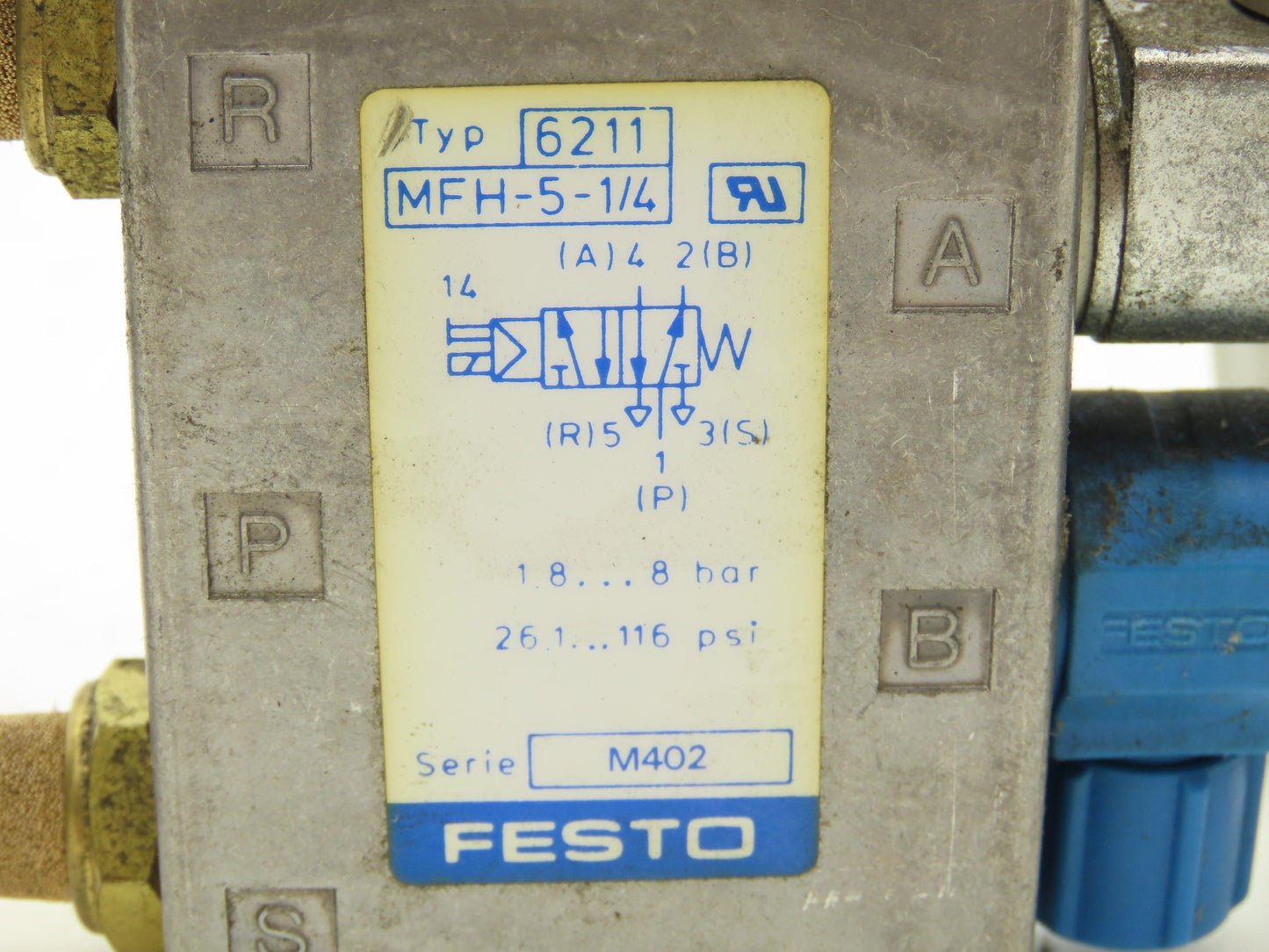 Festo MFH-5-1/4 Solenoid Valve 24vdc 5/2 G1/4" Flow Control Fittings  Lot of 4