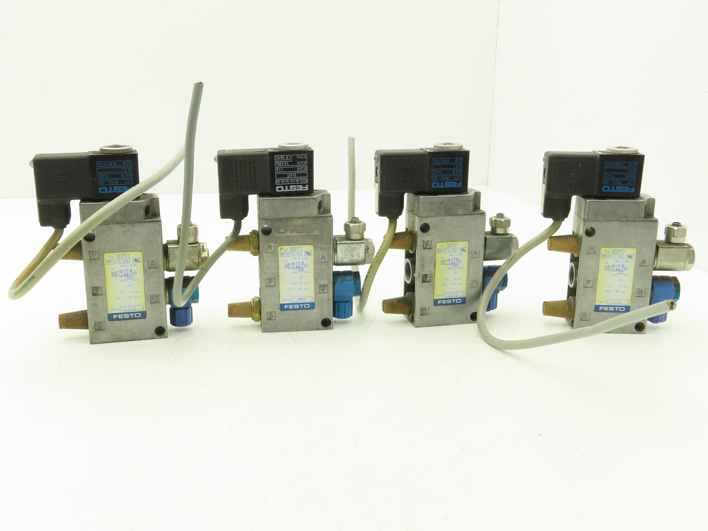 Festo MFH-5-1/4 Solenoid Valve 24vdc 5/2 G1/4" Flow Control Fittings  Lot of 4