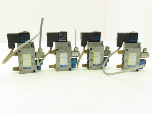 Festo MFH-5-1/4 Solenoid Valve 24vdc 5/2 G1/4" Flow Control Fittings  Lot of 4