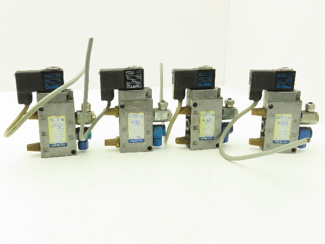 Festo MFH-5-1/4 Solenoid Valve 24vdc 5/2 G1/4" Flow Control Fittings  Lot of 4
