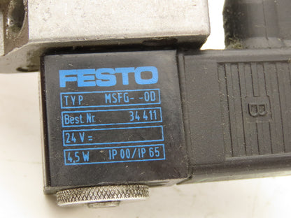 Festo MFH-5-1/4 Solenoid Valve 24vdc 5/2 G1/4" Flow Control Fittings  Lot of 4