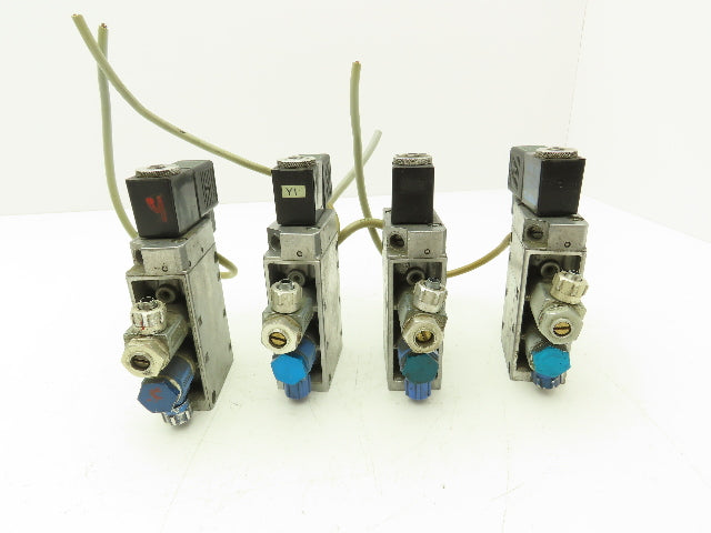Festo MFH-5-1/4 Solenoid Valve 24vdc 5/2 G1/4" Flow Control Fittings  Lot of 4