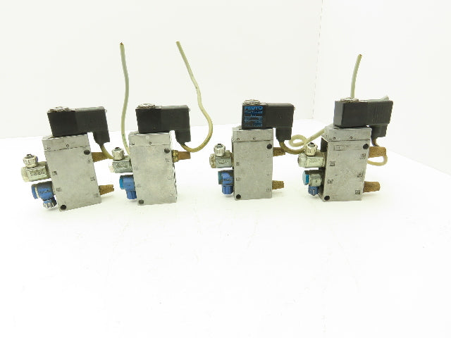 Festo MFH-5-1/4 Solenoid Valve 24vdc 5/2 G1/4" Flow Control Fittings  Lot of 4