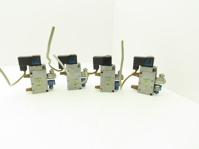 Festo MFH-5-1/4 Solenoid Valve 24vdc 5/2 G1/4" Flow Control Fittings  Lot of 4