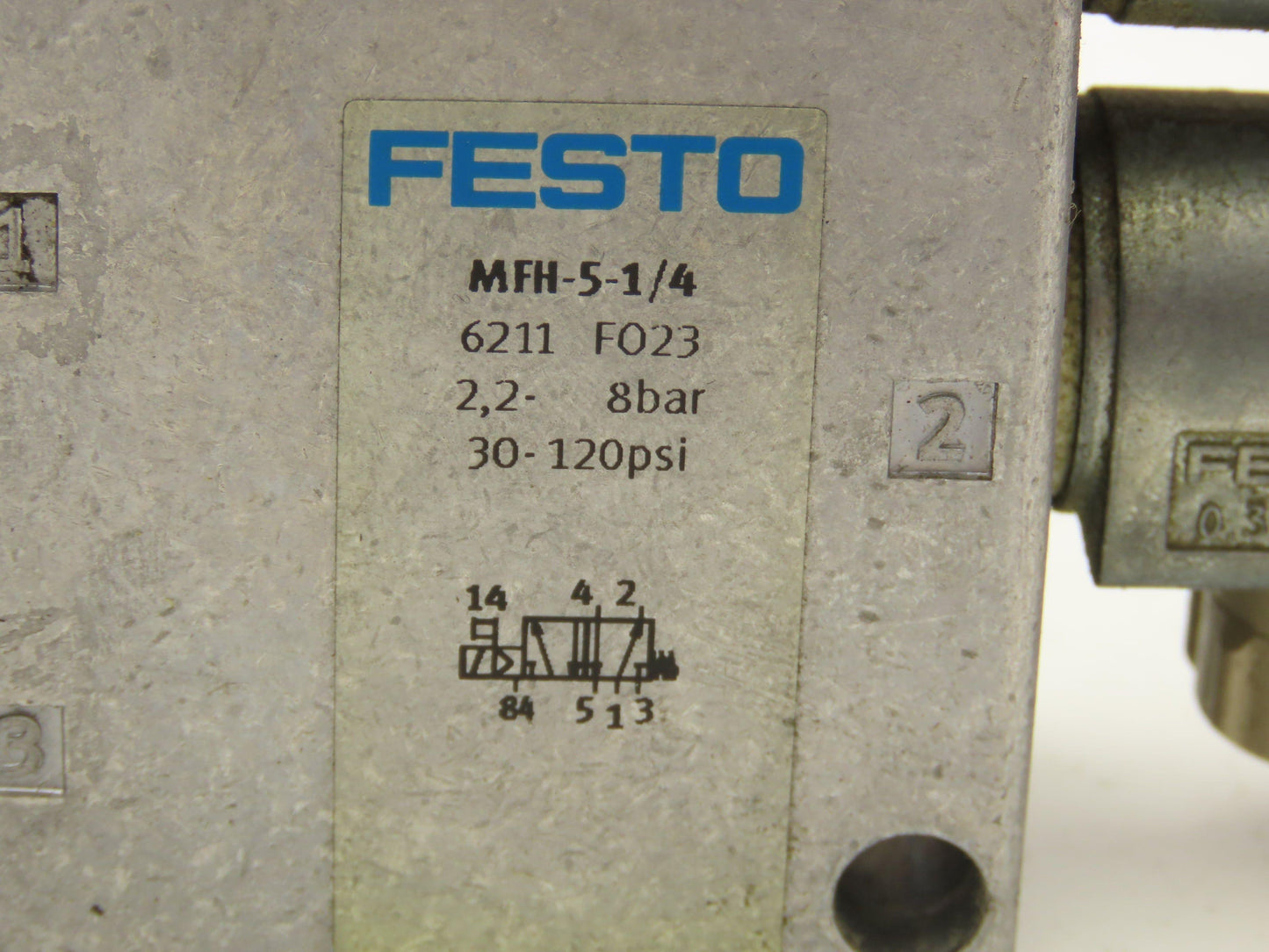 Festo MFH-5-1/4 Solenoid Valve 24vdc 5/2 G1/4" Flow Control Fittings  Lot of 4