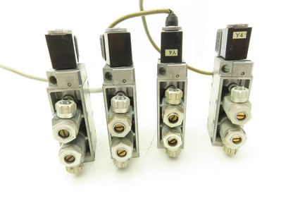 Festo MFH-5-1/4 Solenoid Valve 24vdc 5/2 G1/4" Flow Control Fittings  Lot of 4