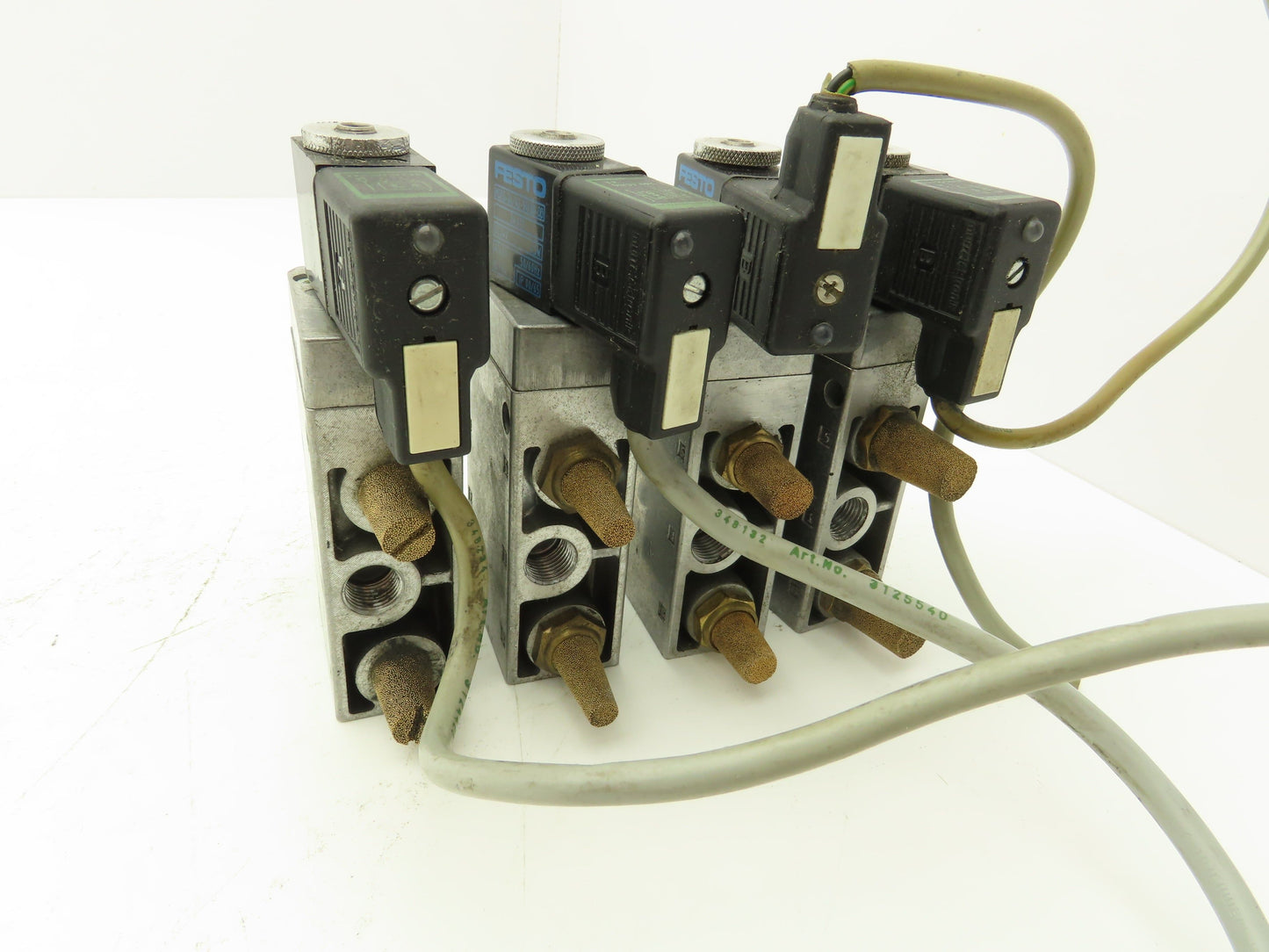 Festo MFH-5-1/4 Solenoid Valve 24vdc 5/2 G1/4" Flow Control Fittings  Lot of 4