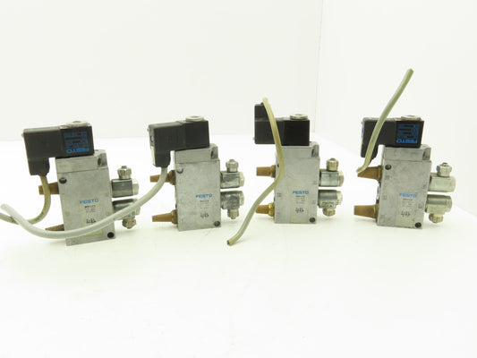 Festo MFH-5-1/4 Solenoid Valve 24vdc 5/2 G1/4" Flow Control Fittings  Lot of 4
