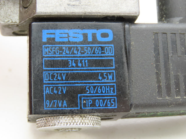 Festo MFH-5-1/8 Solenoid Valve 24vdc 5/2 G1/8" Flow Control Fittings  Lot of 4