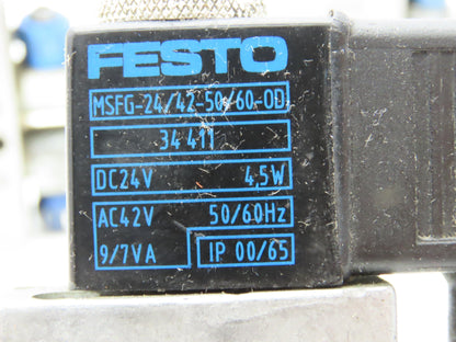 Festo MFH-5-1/8 Solenoid Valve 24vdc 5/2 G1/8" Flow Control Fittings  Lot of 5