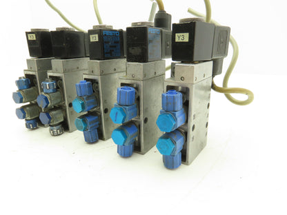 Festo MFH-5-1/8 Solenoid Valve 24vdc 5/2 G1/8" Flow Control Fittings  Lot of 5