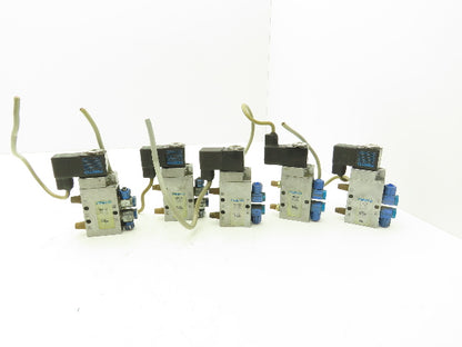 Festo MFH-5-1/8 Solenoid Valve 24vdc 5/2 G1/8" Flow Control Fittings  Lot of 5