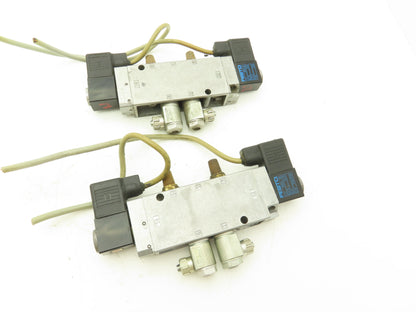 Festo JMFH-5-1/4 Solenoid Valve 24vdc 5/2 G1/4" Flow Control Fittings  Lot of 2
