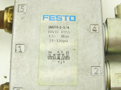 Festo JMFH-5-1/4 Solenoid Valve 24vdc 5/2 G1/4" Flow Control Fittings  Lot of 2