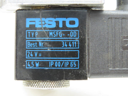 Festo JMFH-5-1/4 Solenoid Valve 24vdc 5/2 G1/4" Flow Control Fittings  Lot of 2