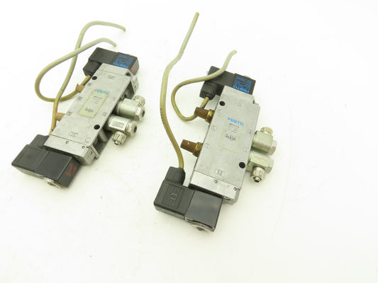 Festo JMFH-5-1/4 Solenoid Valve 24vdc 5/2 G1/4" Flow Control Fittings  Lot of 2