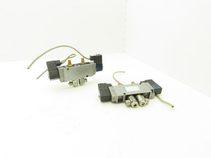 Festo JMFH-5-1/4 Solenoid Valve 24vdc 5/2 G1/4" Flow Control Fittings  Lot of 2