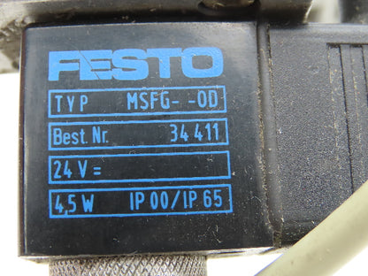 Festo JMFH-5-1/4 Solenoid Valve 24vdc 5/2 G1/4" Flow Control Fittings  Lot of 2