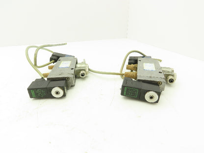 Festo JMFH-5-1/4 Solenoid Valve 24vdc 5/2 G1/4" Flow Control Fittings  Lot of 2