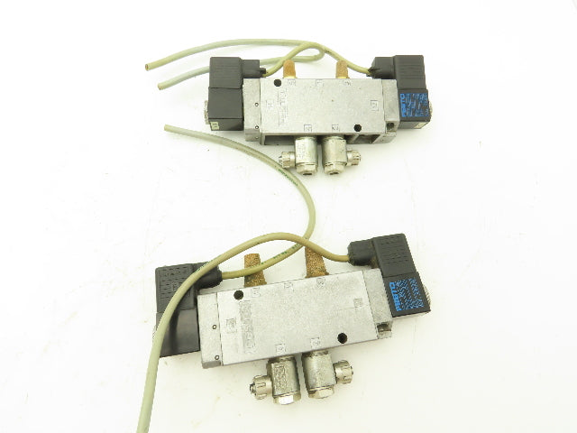 Festo JMFH-5-1/4 Solenoid Valve 24vdc 5/2 G1/4" Flow Control Fittings  Lot of 2