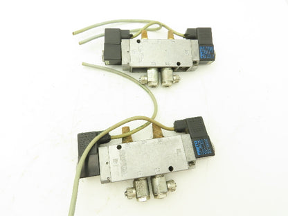 Festo JMFH-5-1/4 Solenoid Valve 24vdc 5/2 G1/4" Flow Control Fittings  Lot of 2