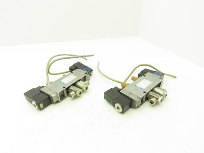 Festo JMFH-5-1/4 Solenoid Valve 24vdc 5/2 G1/4" Flow Control Fittings  Lot of 2