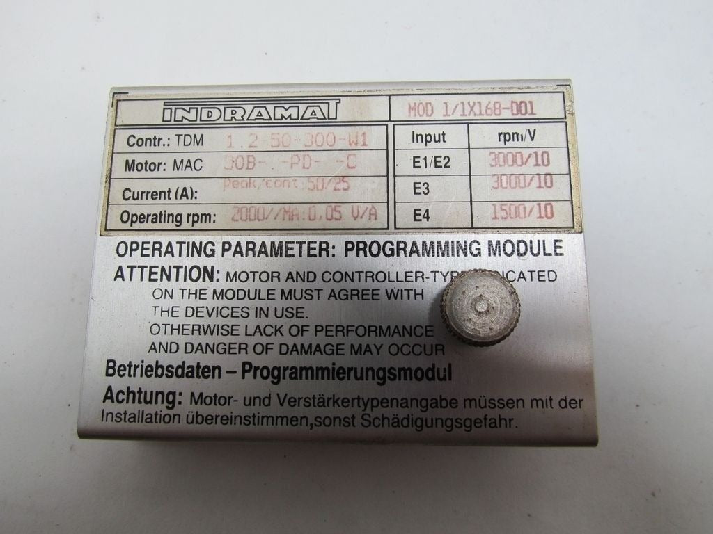 Indramat 1/1x168-001 Programming Module for TDM 1.2-50-300-W1 2000 rpm