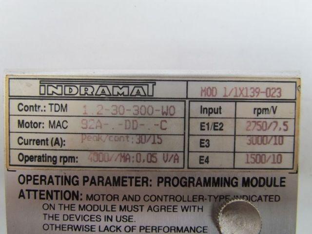 Indramat 1/1x139-023 Programming Module For TDM 1.2-30-300-W0 4000 rpm